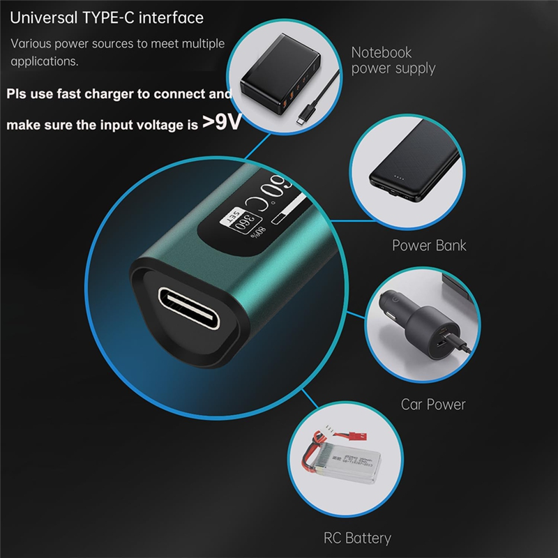 Smart Portable Soldering Iron with USB-C Charging, with OLED Screen, WithPID Control, 180-100 Degree Fahrenheit, 65W 8s. 