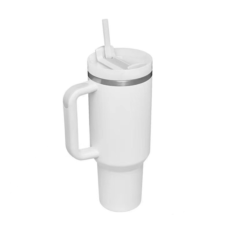 40oz Thermal Coffee Cup with Handle Straw Lid Portable Car Stainless Steel Insulation Water Bottle Large Capacity Travel Mug. 
