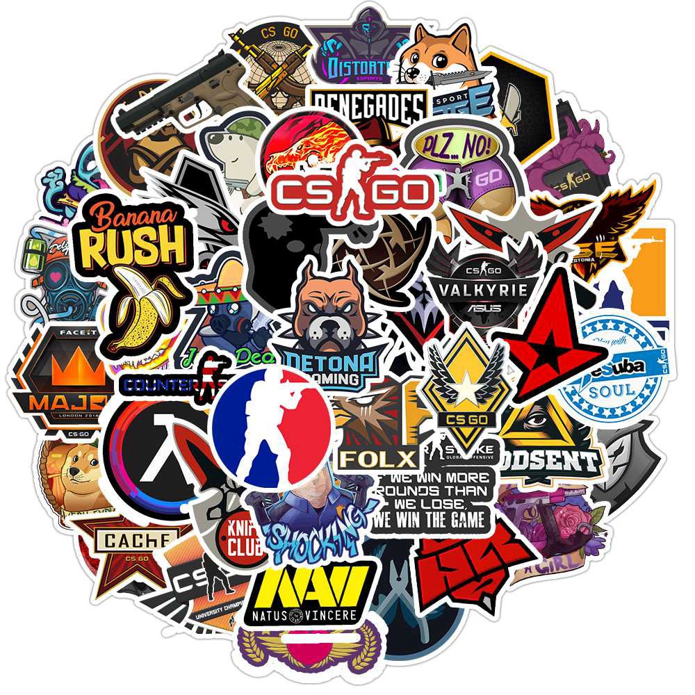 【happy one】50Pcs/pack CS GO Stickers Motorcycle Game Sticker Laptop Funny Graffiti Stickers Mixed Waterproof Decals. 