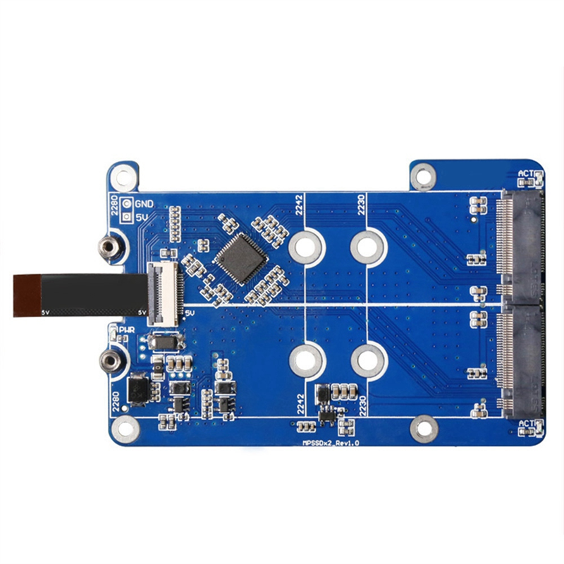 MPS2280D+Case+Pi5 Cooling Fan Support 2280/2242/2230 SSD Computer Accessories for 5 PCIE to M.2 Dual NVME SSD HAT. 