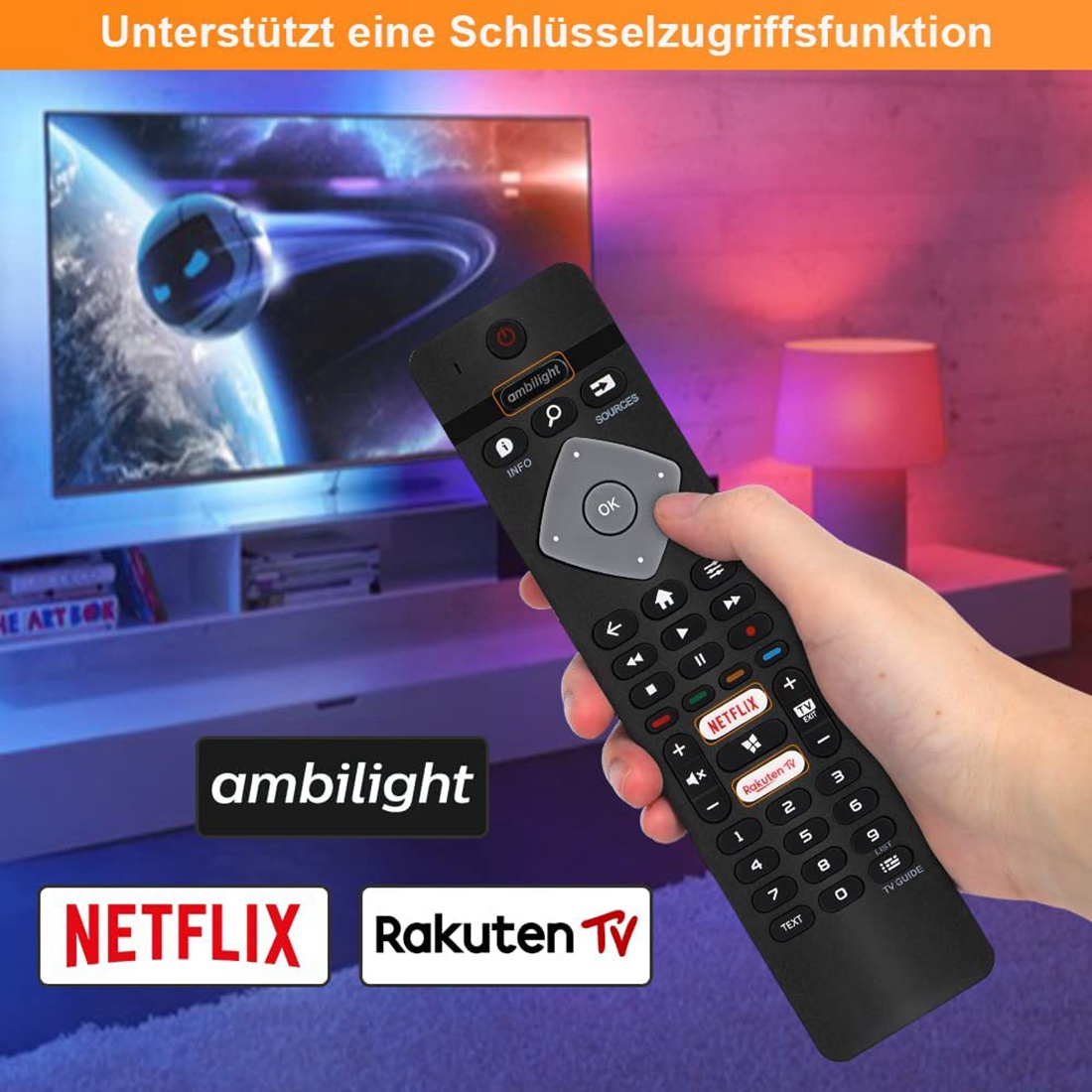 Remote Control Replacement for All Philips Ambilight 4K Smart LED. 