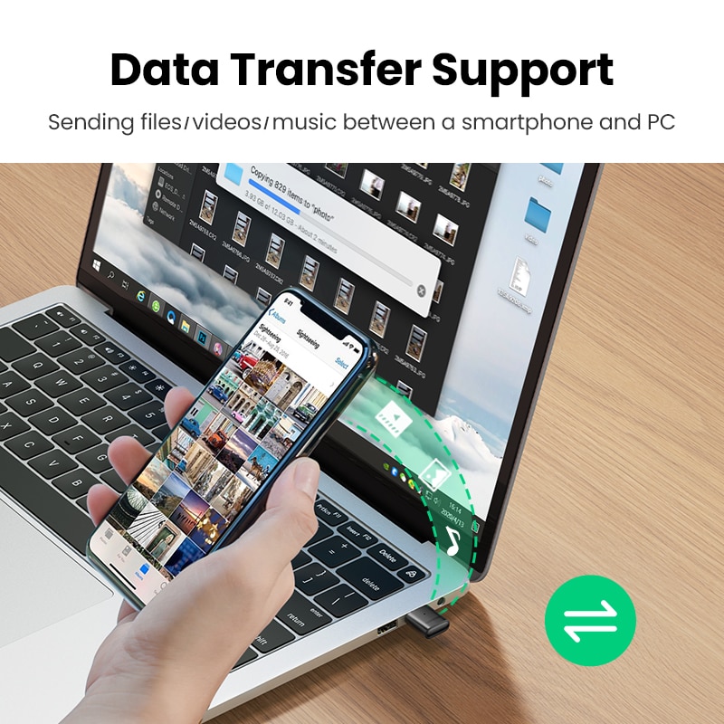UGREEN Bluetooth Adapter for PC USB Bluetooth 5.0 Receiver Dongle Wireless Computer Adapter For Mouse Keyboard Windows 11/10/8.1. 
