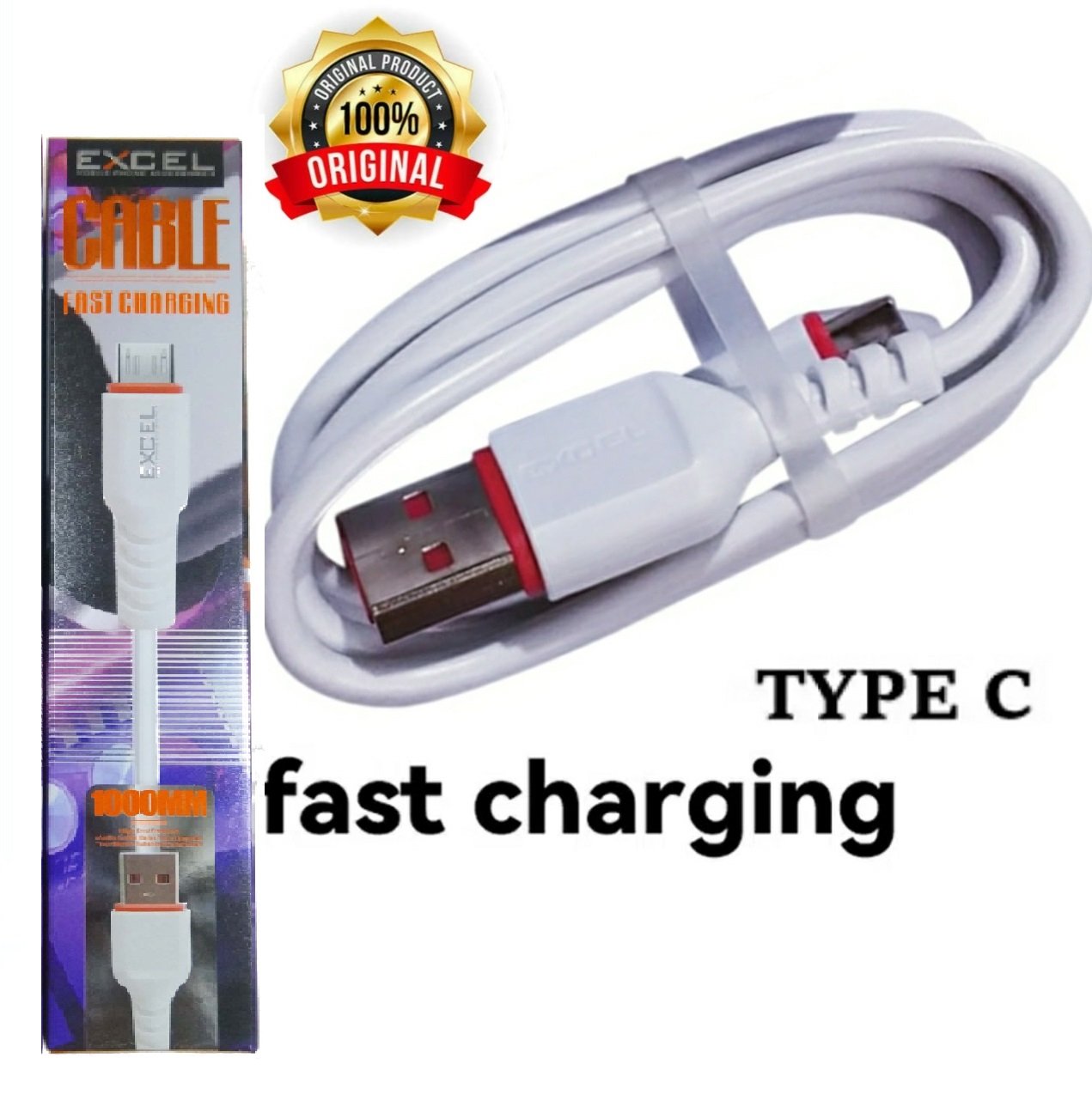 {New} (FREE) Excel Fast charging cable (Buy 2 get 1 free) Type B, C and iPhone lightening cable. 