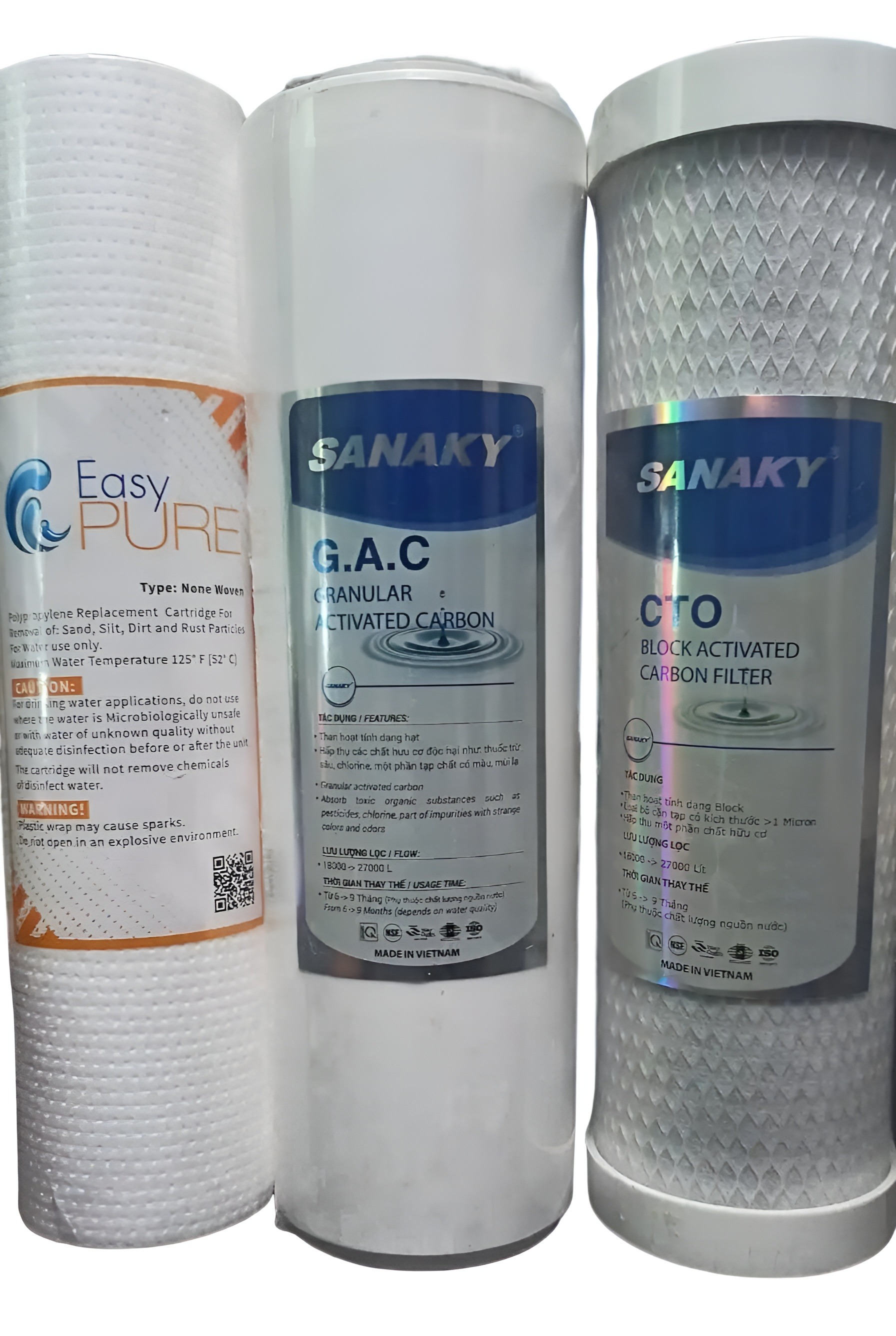 3 in one (pp filter + net carbon + box carbon)-1 set for 50-200 gpd ro machine