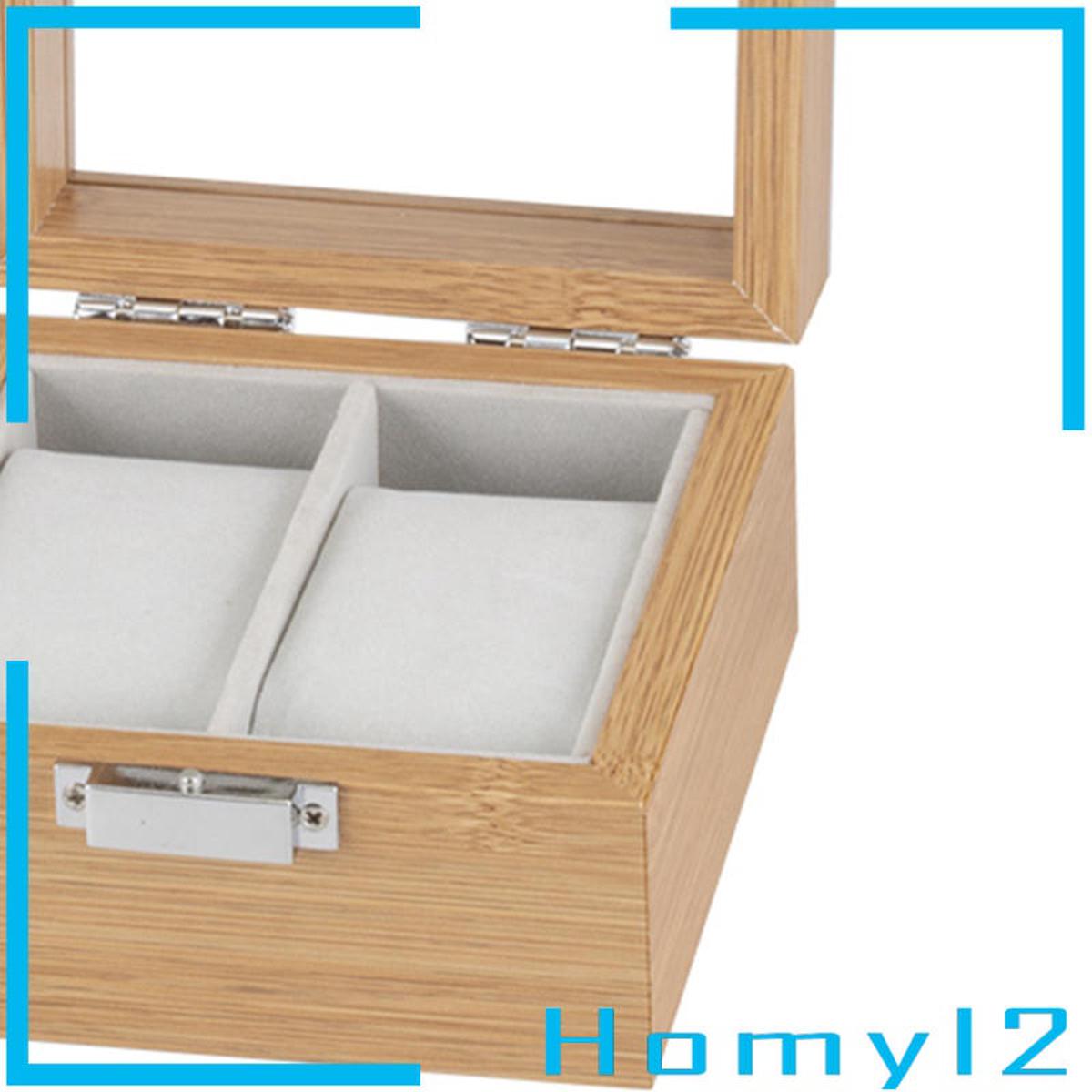 [HOMYL2] Wooden Watch Box with Mirror Soft Pillow Organizer Storage and Display