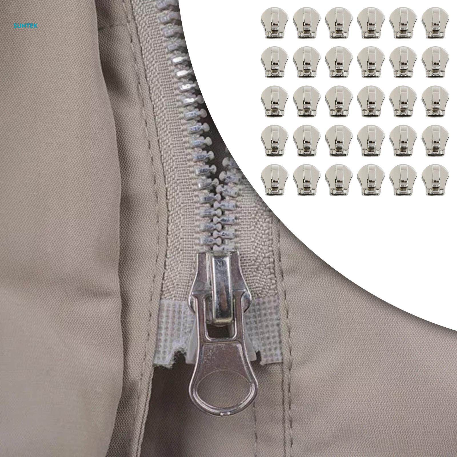 30Pcs Zipper Sliders Only #5 Zip Slides Metal Zip Pulls Not Included for Repairing Coats, Jackets. 