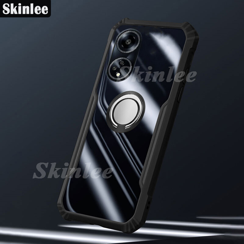 Phone Case for OPPO F23 5G Back Cover Hard Clear Transparent Shockproof Handphone Cases for OPPO F23 5G Cover Cases Navigation Holder Ring Back Cover