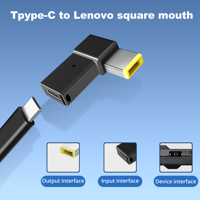 PD 100W USB Type C Female to DC Male Adapter For Lenovo Thinkpad USB-C Fast Charging Cable Converter Square PD Plug. 