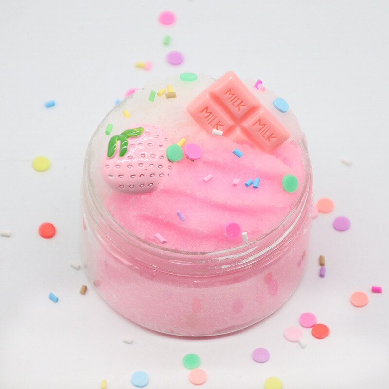 Slime Toy Fruits Chocolate Cotton Mud Puff Slime Scented Stress Reliever Fidget Toys Beautiful Slime Modeling Clay Toy 100ml. 
