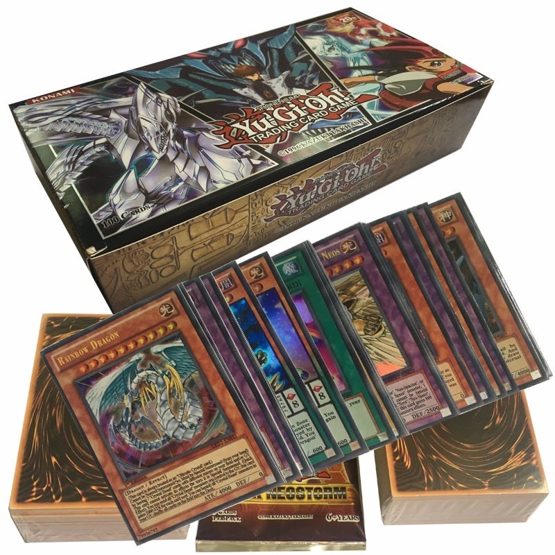 【happy one】100PCS Yu Gi Anime Around English Version Flash Battle Cards All Flash Cards Collection Don't Repeat Gift Toy. 