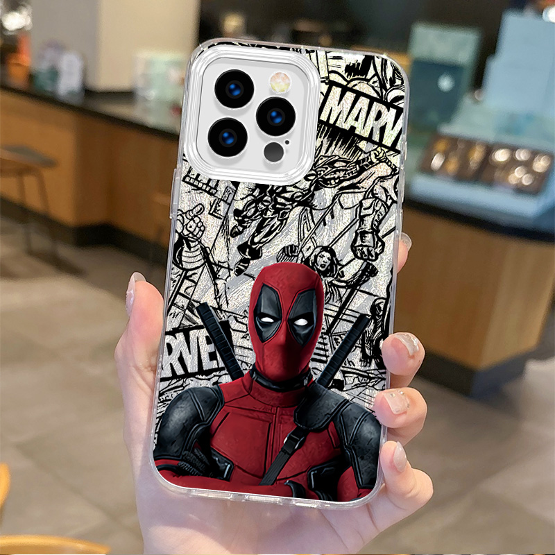 New Luxury Marvel Deadpool Phone Case for iPhone 16 15 14 13 12 happy11 Pro Max Plus XS XR 8 7 6 Plus Matte Gradient Shockproof Cover. 
