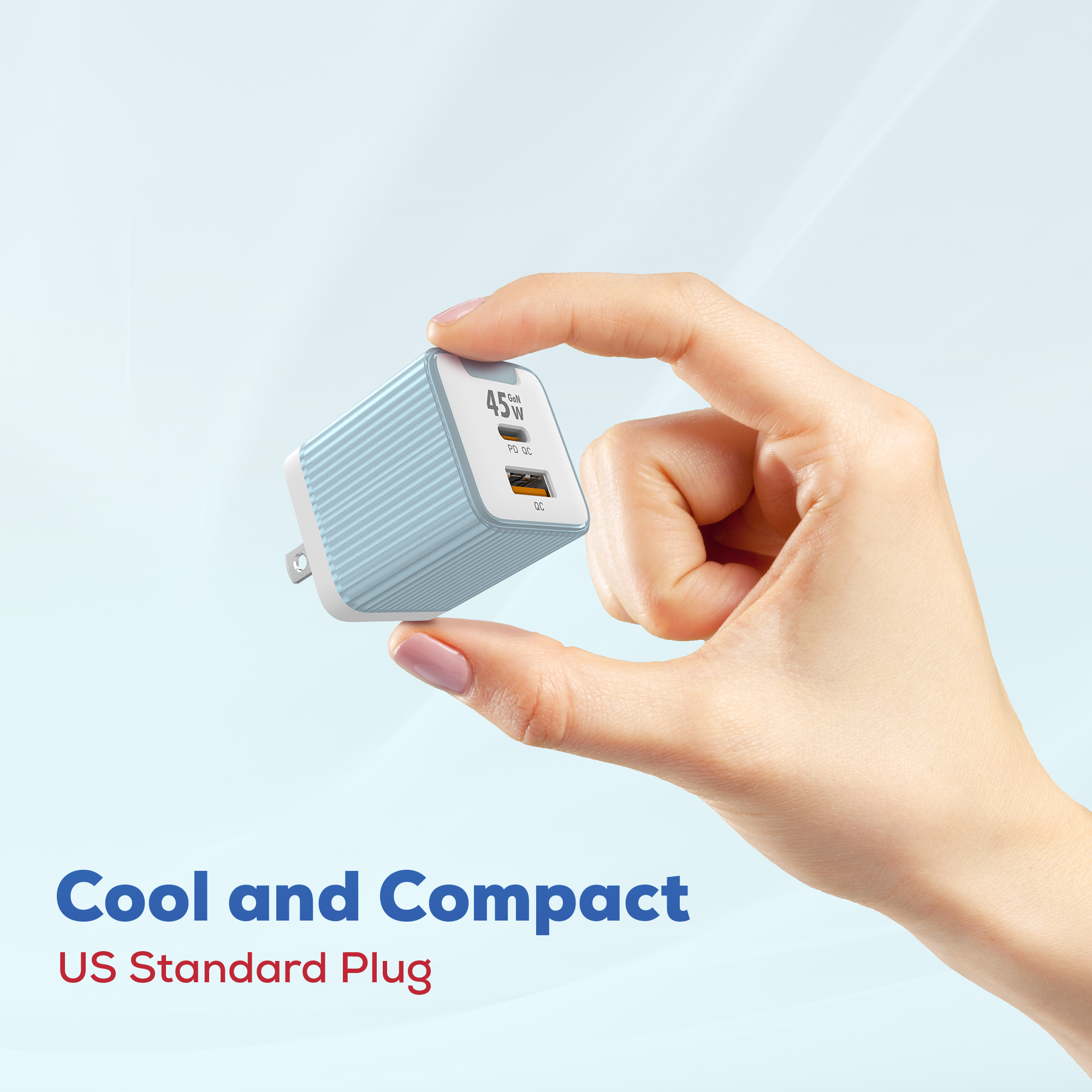 TETON 45W GaN Charger Adapter USB C Fast Charger, Support Samsung Super Fast Charging 2.0, PD Compact Foldable Dual Wall Charger Block, for Samsung S23 S22 Ultra/Note iPhone 15 14. 