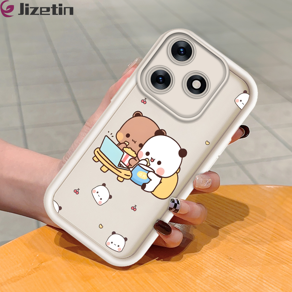 Jizetin for Tecno Spark 10 10C Back Cover Bear's Leisure Time Ladder Camera Soft Rubber Mobile Phone Case