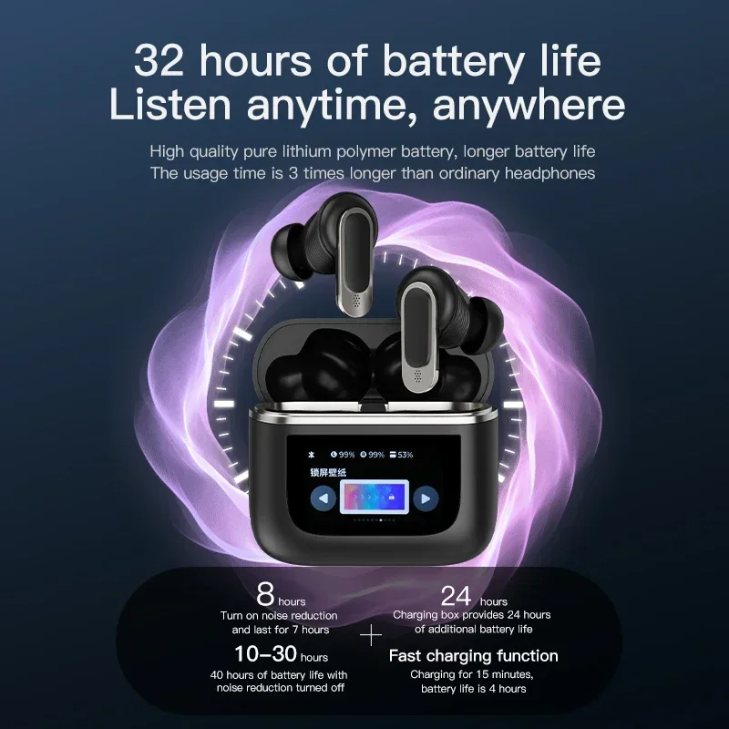 Xiaomi TWS V8 ANC+ENC Earphone True Wireless Bluetooth Noise Cancelling Headphone In Ear Touch Screen Headset With Mic Earbuds. 