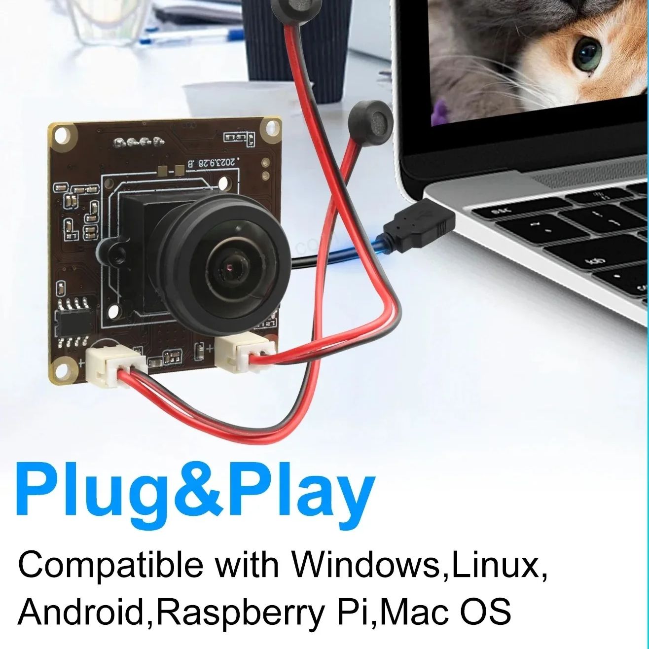 ELP 5MP USB Camera Module with Fisheye Lens Dual Microphone High Speed 30fps Webcam IMX335 Sensor 2592X1944P Ultra HD USB Webcam. 