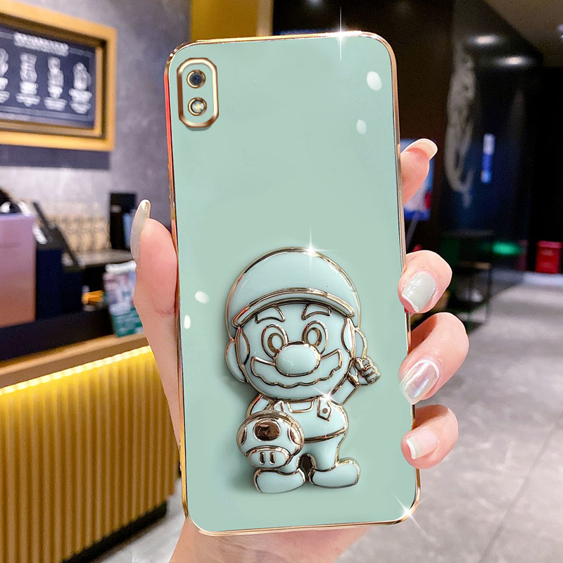 AnDyH For Samsung Galaxy A10 M10 A01 M01 Case 3D Stereo Super Mario Stand Phone Case. 