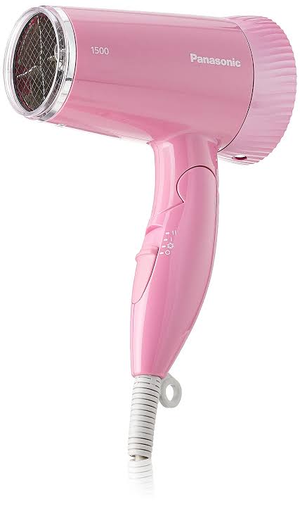 Panasonic 1500W Low Noise Hair Dryer, Comfortable and Quiet Blow-Drying, Silent Design, Set Nozzle, Foldable Handle, Cool Setting, 3 Airflow Settings, Pink (EH-ND57-P). 