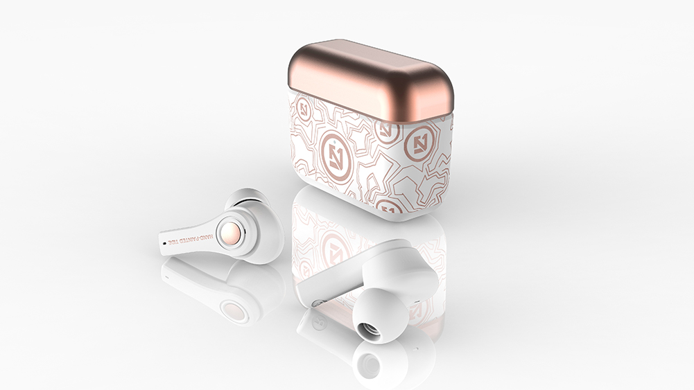 TS-100 Bluetooth 5.0 wireless bluetooth headset IOS open lid animation pop-up window noise reduction call HIFI sound. 