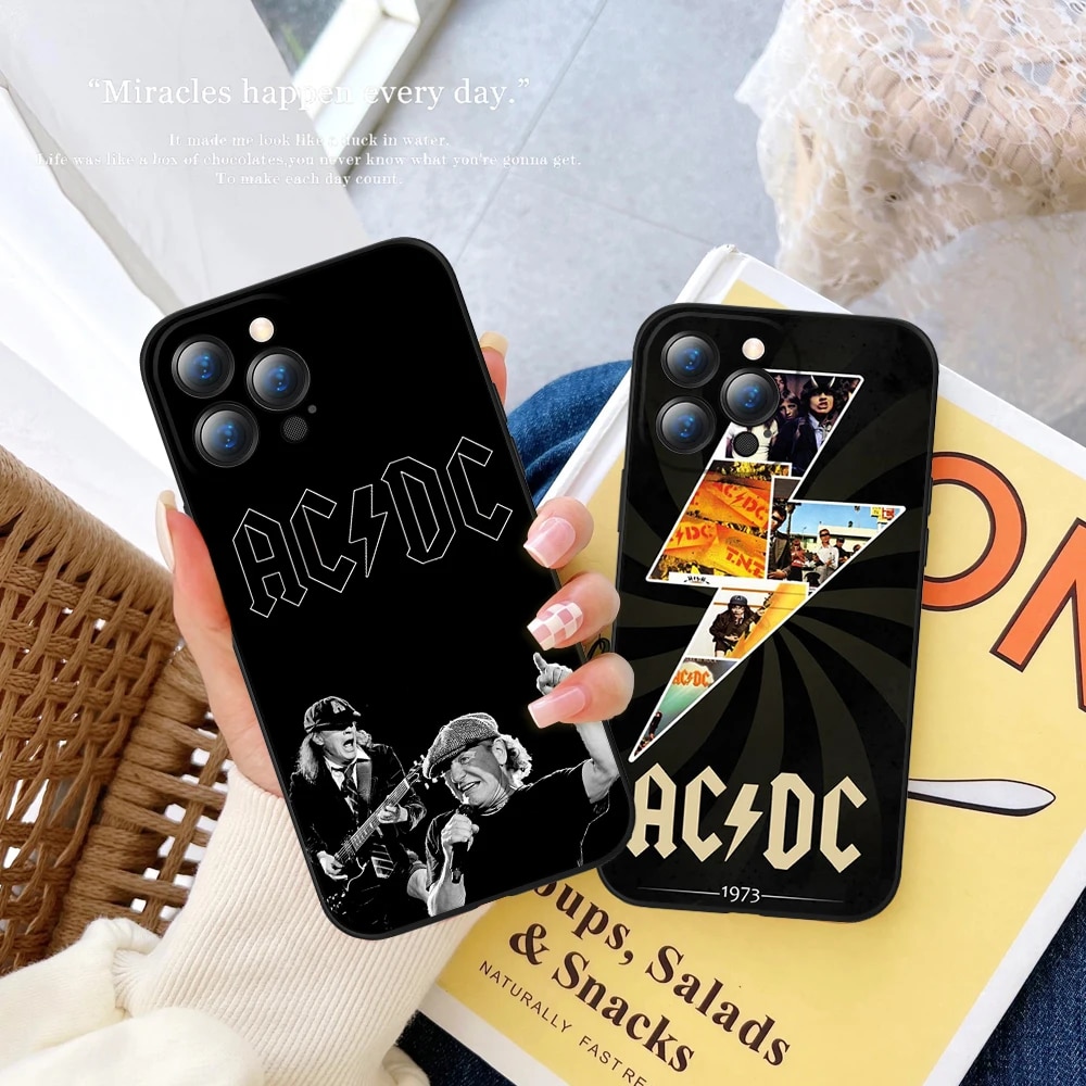 For IPhone 14 AC/DC Music Band Phone Case for IPhone 14 Pro 13 12 11 Pro X XS XR Max 7 8 Plus Bumper Shockproof Covers BruberryBe. 