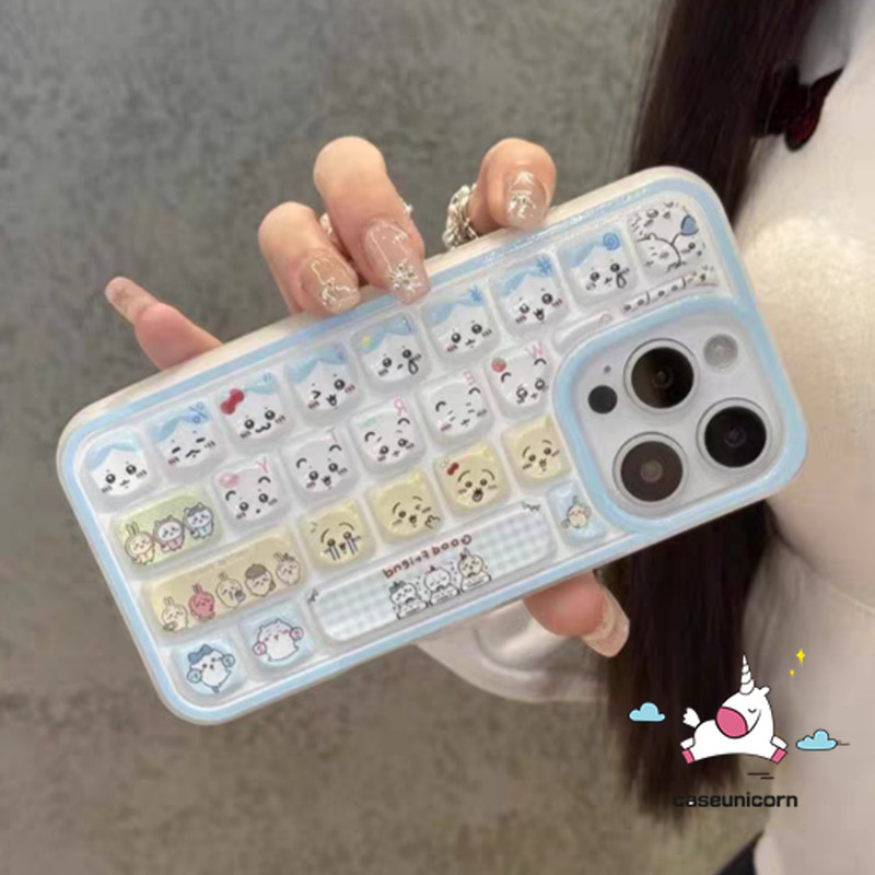 Lovely Hamster Chiikawa Cartoon Funny Expressions Case Compatible for IPhone 13 14 11 16 12 15 Pro Max 16 12 14 15 13 Pro Creative 3D Keyboard Stress Relief Entertainment Soft Case