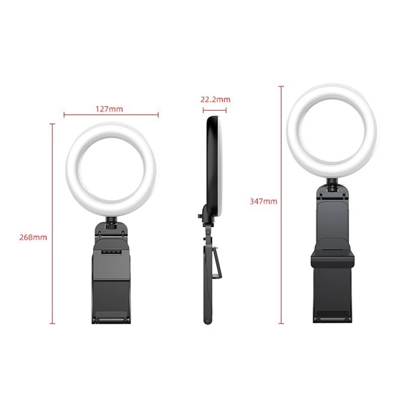 Retail Selfie Ring Light For Laptop Computer Desktop Ring Lamp Video Conference Lighting Kit With Tripod Phone Holder Clip On. 