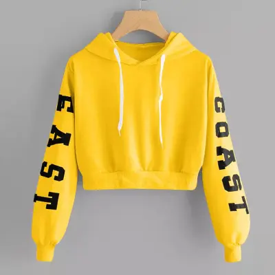 Letter print crop on sale hoodie