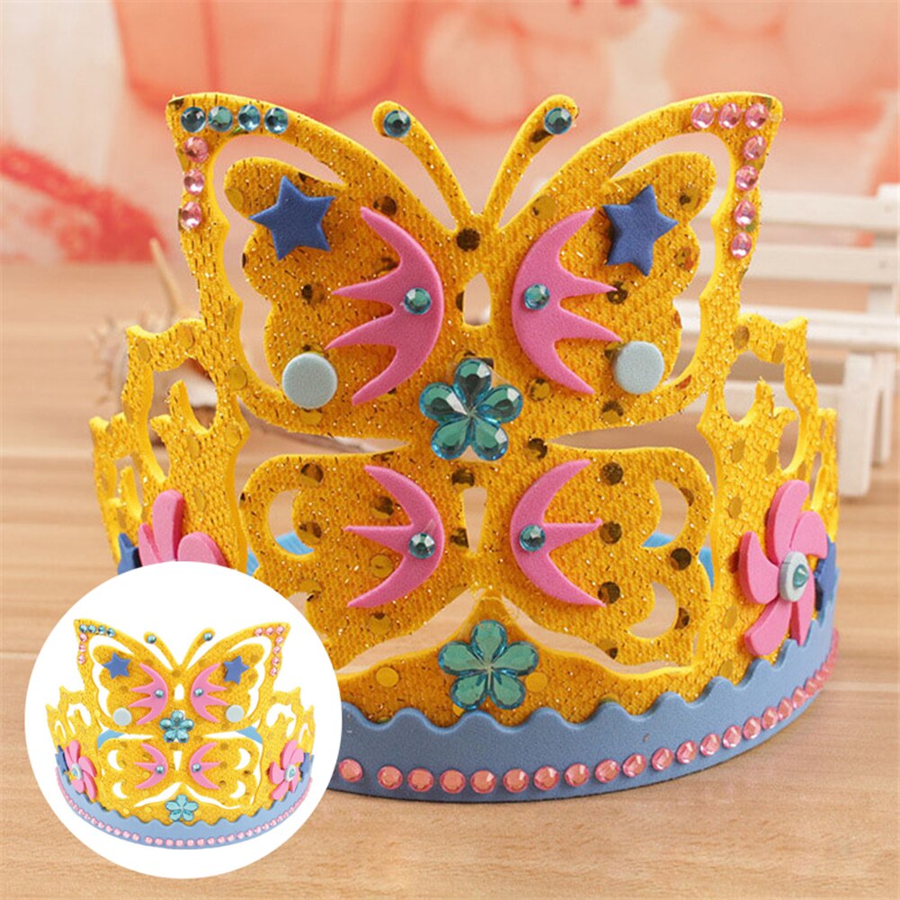 【happy one】Kids DIY Crown Toy Flowers Stars EVA Foam Paper Crown Handmade Toy Party Birthday Hat for Gift. 