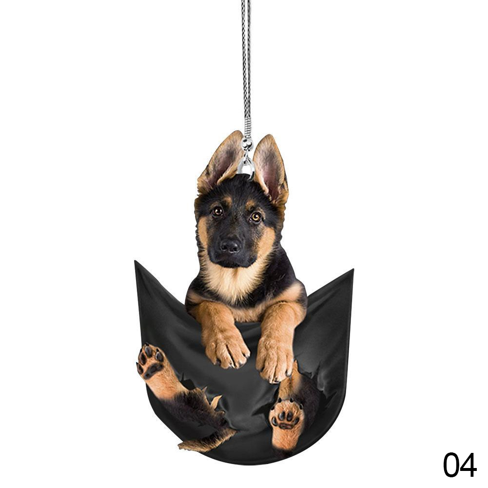 2D Dog Hanging Ornament Cute Funny Cartoon Pendant Key Chain Animal Pendant Car Rear View Mirror Backpack Accessories Acrylic