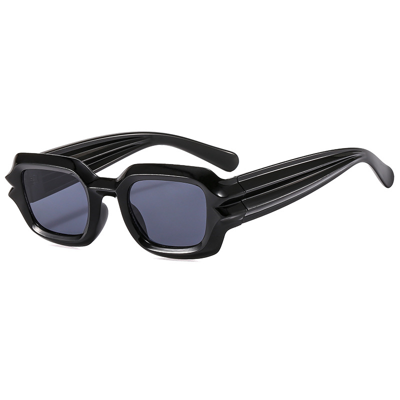 European and Ameran he Square Sunglasses Eccentr ersonality Internet-Famous Sunglasses Cyberpunk Corrugated Leg ip op Sun lasses