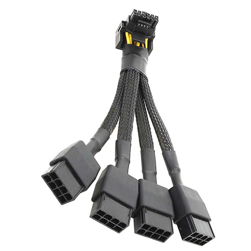 2PCS 4X8 Pin PCI-E to 16 Pin Graphics Card Power Cable Black Adapter Cable for GPU RTX4090 RTX4080. 