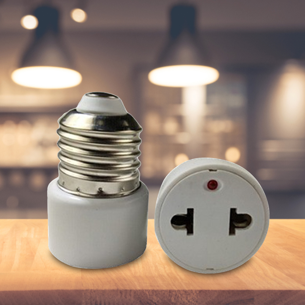 E26/E27 Light Socket To Plug Adapter Flame Retardant Lamp Holder Converter Prong Outlet Plug Converter Fit for 2/3 Prong Convert. 