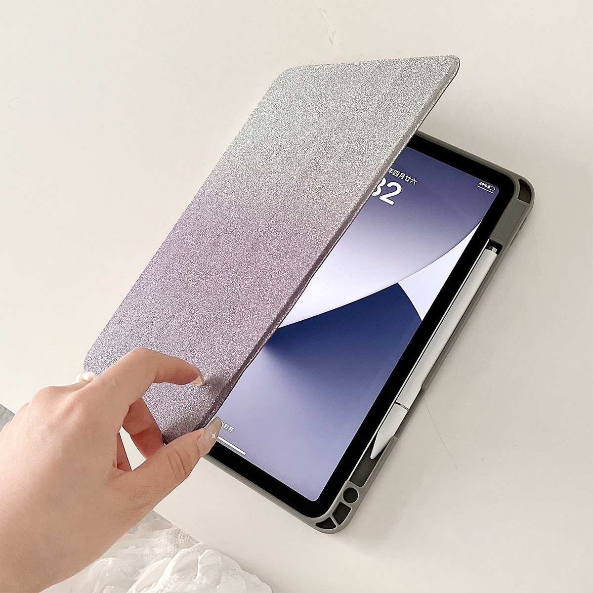 Gradient Glitter Magnetic Split Leather Tablet Case For iPad 10.2 2021 / 2020 / 10.5. 