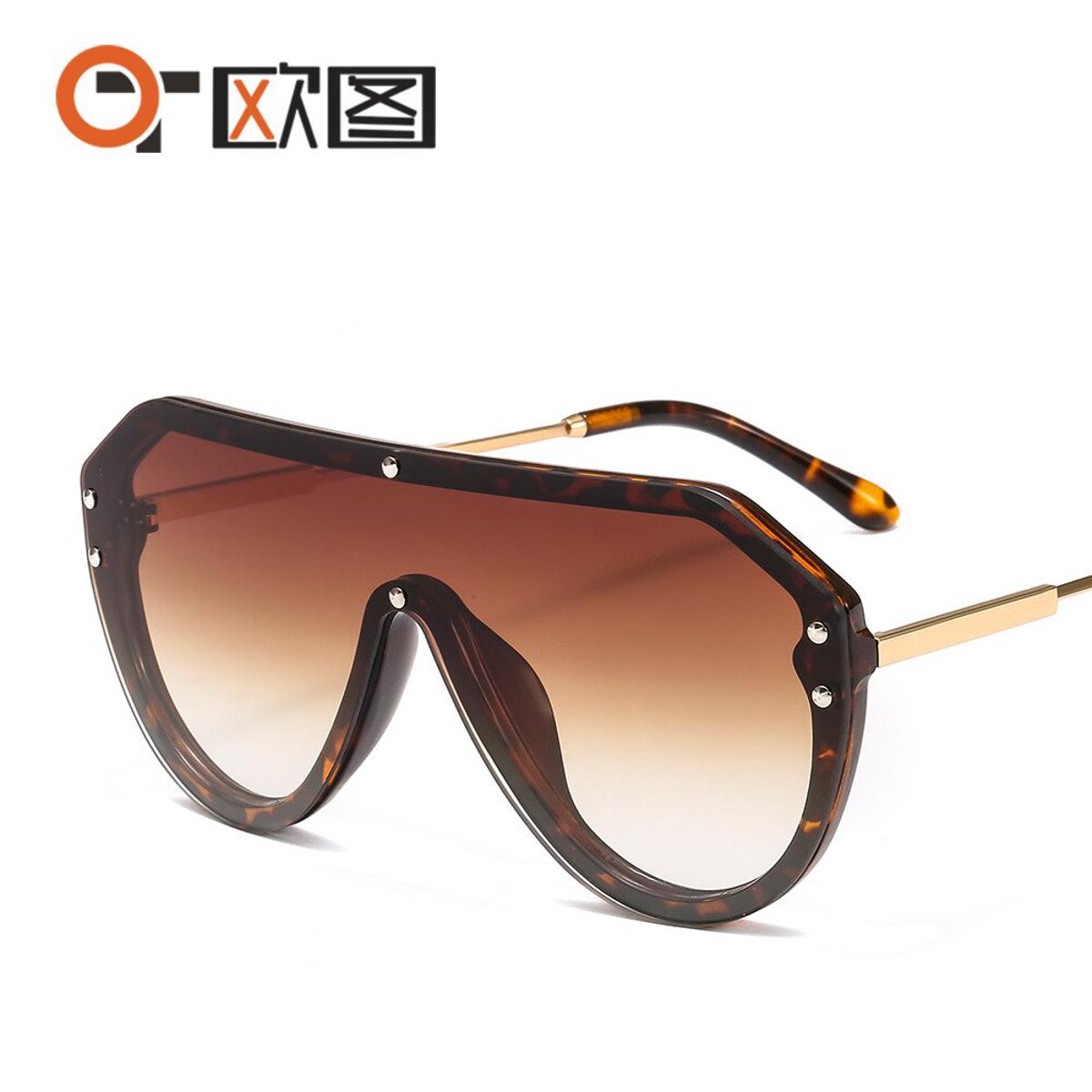 【happy one】black-teanew arrival women big oval fashion fendii sunglasses oversized festival oculos de sol feminino