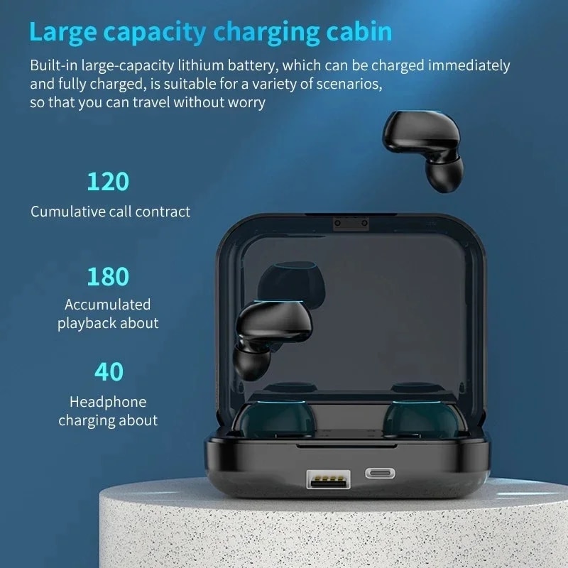 TWS 4 in 1 M22 Two Pairs Mini Dual Multi-point Pairing Earphones Noise Reduction Bluetooth Wireless Earbuds with Charging Box. 