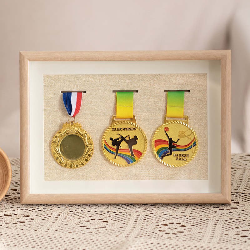 Wooden Honor Medal Display Frame Medal Dust-Proof Display Case Photo Frame for Display Military Sports Medal Picture Frame. 