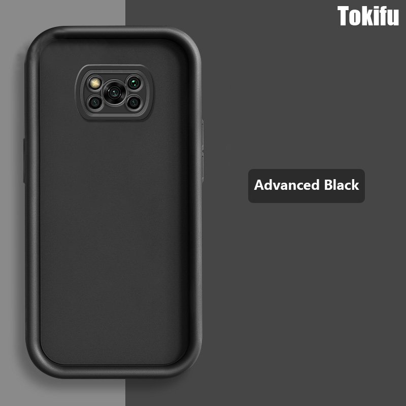 Tokifu For Xiaomi Pocophone X3 Back Cover Matte Simple Solid Color Soft Silicone TPU Case
