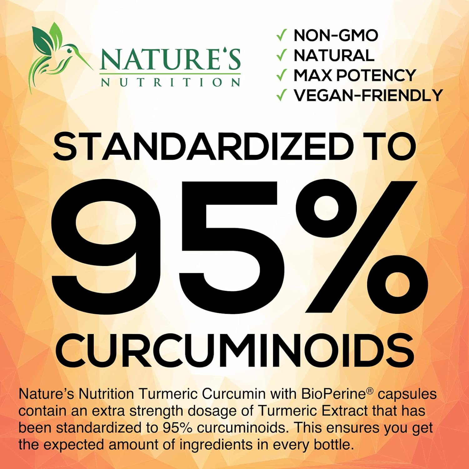 Turmeric Curcumin Supplement 60 Capsules with BioPerine & Ginger 95% Standardized Curcuminoids 2600mg Black Pepper for Max Absorption Joint Support. 