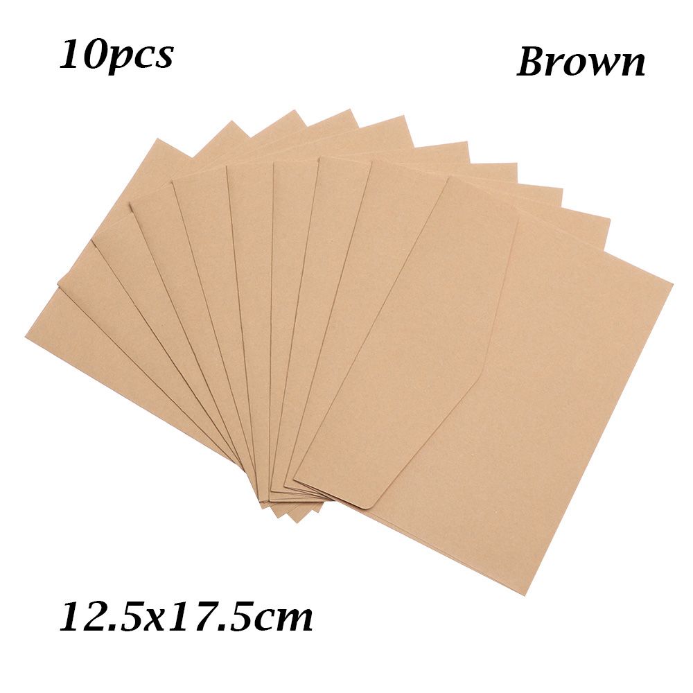 10Pcs Vintage European Style Stationary Office Supplies Greeting Card Kraft Envelopes Wedding Invitation Kraft Paper