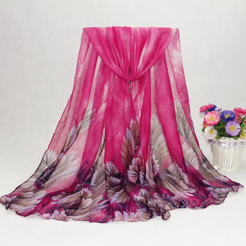 Autumn and winter new balik print coral flower sunscreen beach silk shawl silk scarf headscarf scarf manufacturers wholesale