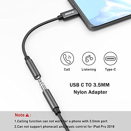 Type C to 3.5mm Aux Adapter Audio Adapter Type-C to 3.5mm Jack Headphone Type C Audio Converter Adapter. 