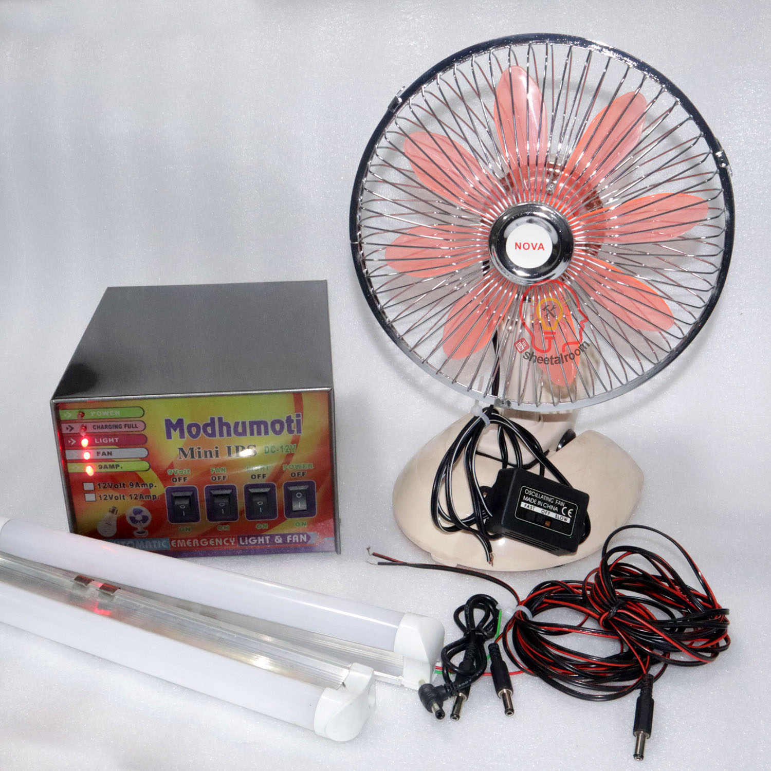 DC IPS Machine Package With 12v 9A Battery, Fan, Light and Cable for 12v & 9v Fan, Light, Router, Onu