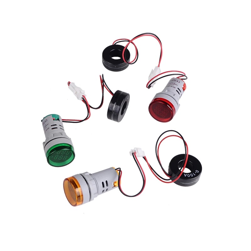 AC 220V Digital Ampere Meter Display Ampermeter Monitor Current Indicator Signal Light Ammeter Tester Measuring 0-100A Ampere Meter 22mm. 