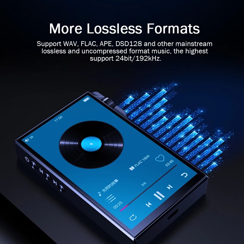 Original Q8 HiFi Player, Yophoon Lossless MP3 Bluetooth Music Player 4 Inch Touch Screen DSD256 24Bit 192kHz. 