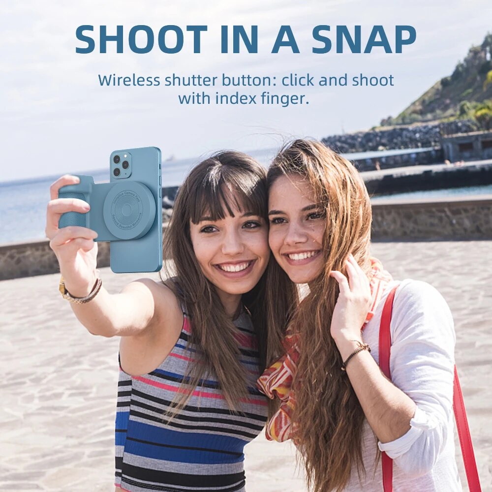 Magnetic Camera Handle Bluetooth Phone Grip Photo Bracket Anti-shake Selfie Device for Android Apple Wireless Charging. 
