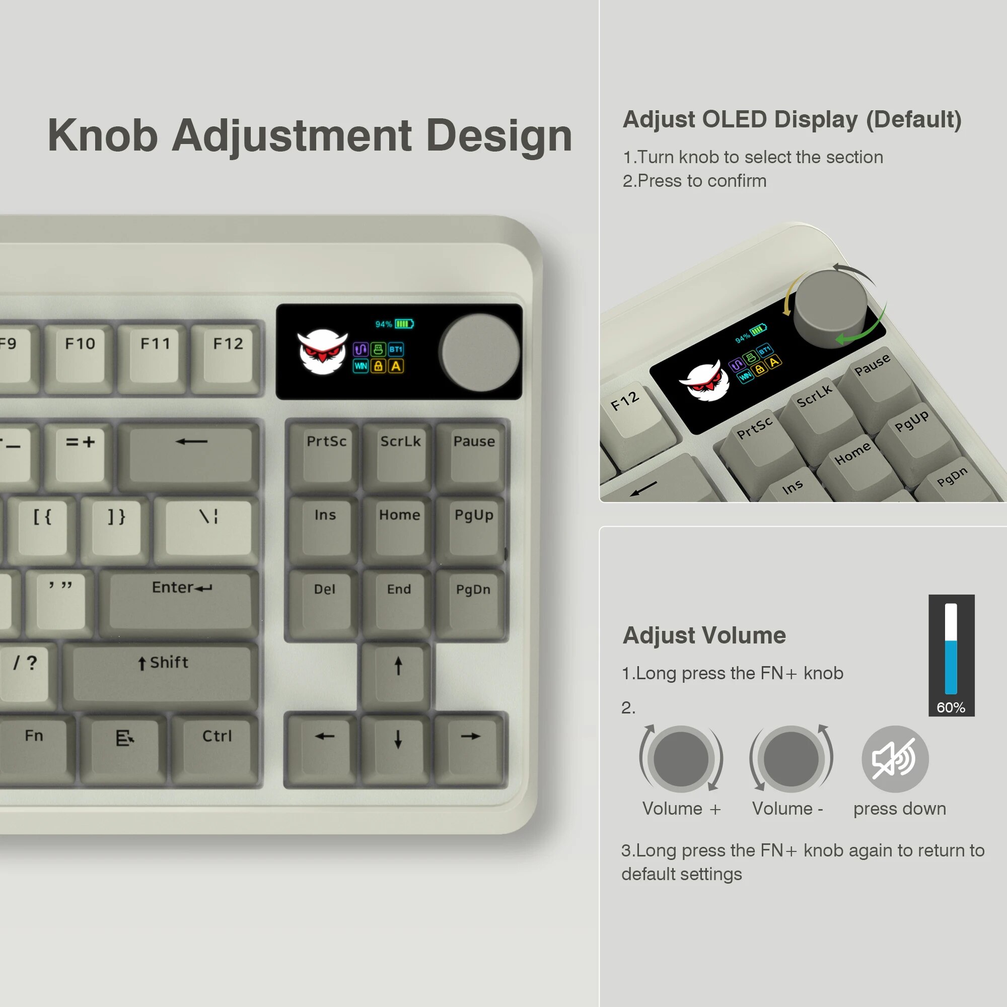 M87 PRO Retro Grey OLED Display Knob 75% TKL Tri-Mode Wireless Mechanical Keyboard Hot Swap Gamer Keyboard RGB Backlit for Win. 