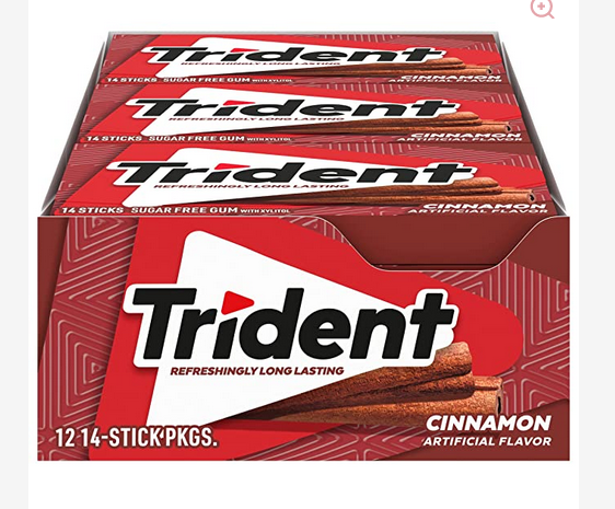 Trident Cinnamon Sugar Free Gum,12 Packs 1Box