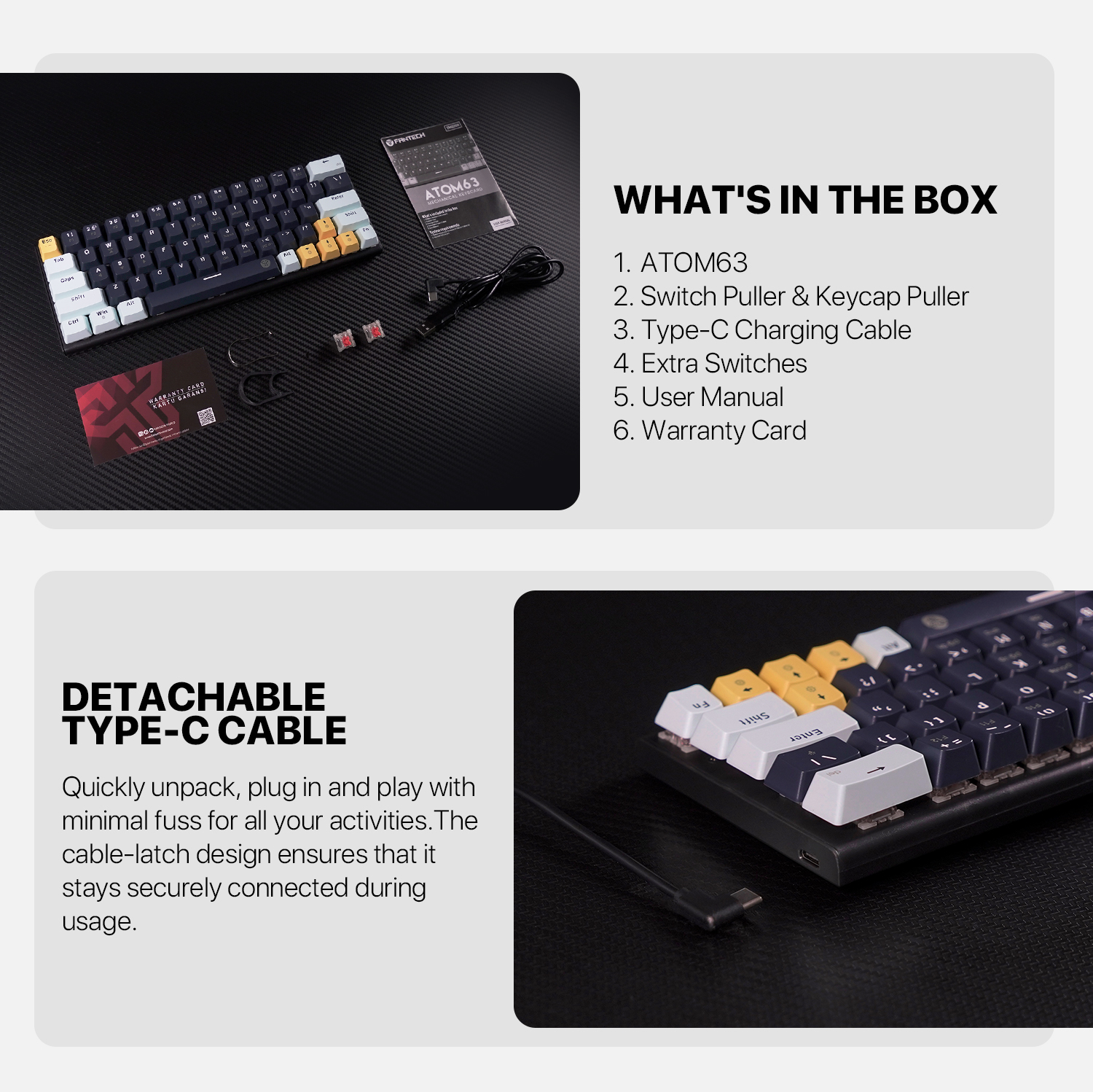 FANTECH ATOM63 MK874 V2 MECHANICAL GAMING KEYBOARD- MIZU SERIES Sky Blue And Navy Blue - Switch Blue-Red. 