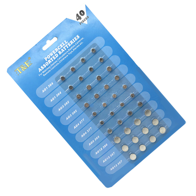 NEW 40 x ASSORTED BUTTON CELL WATCH BATTERY AG 1 / 3 / 4 / 5 / 12 / 13. 