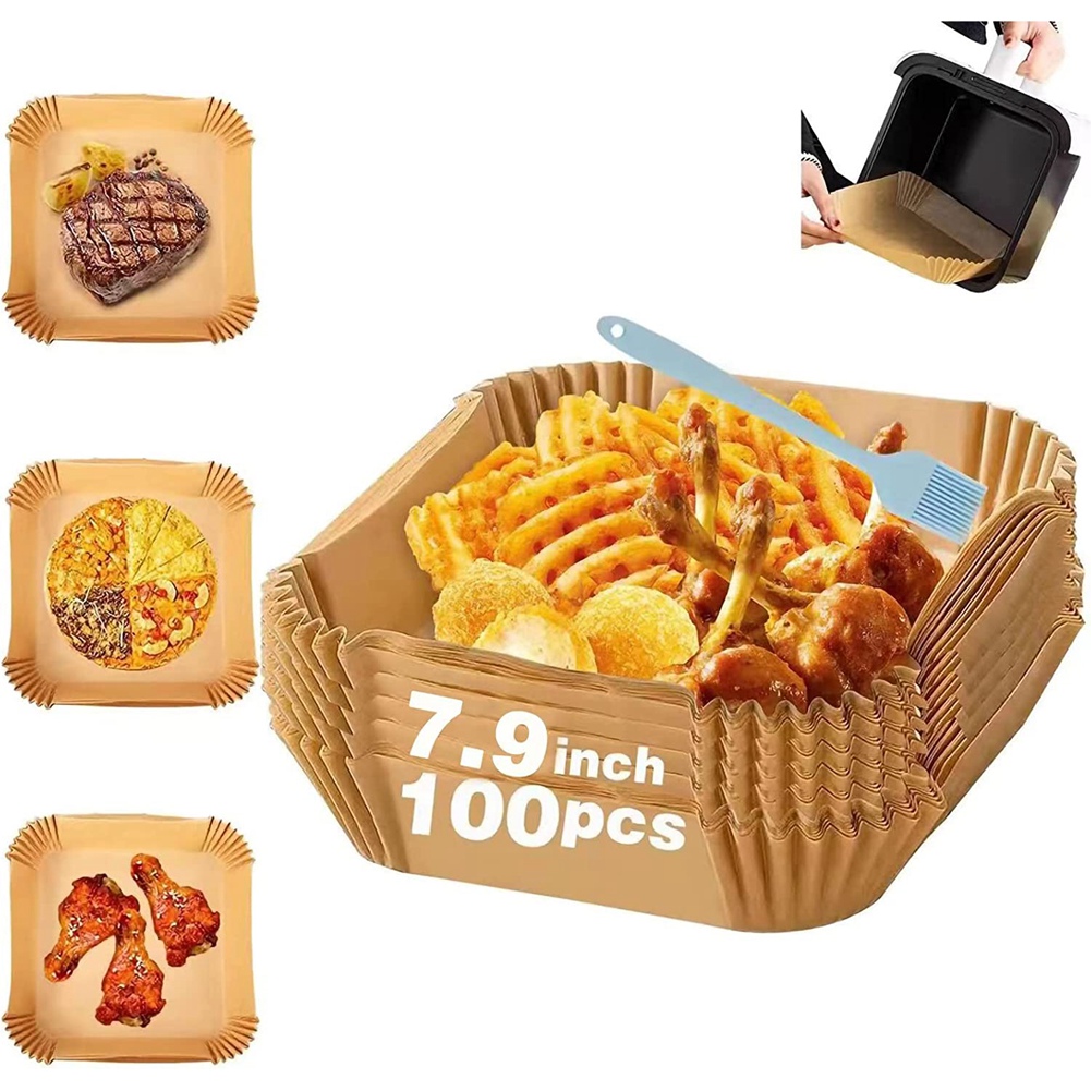 100pcs Air Fryer Baking Paper Sheets – Square, Non-Stick, Oil-Proof & Dishwasher Safe Liners - View #2