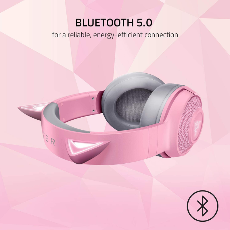 Razer Kraken BT Kitty Gaming Headset BT 5.0 Wireless Headphone 40mm Driver Unit Low Latency Built-in Beamforming Microphone Pink. 
